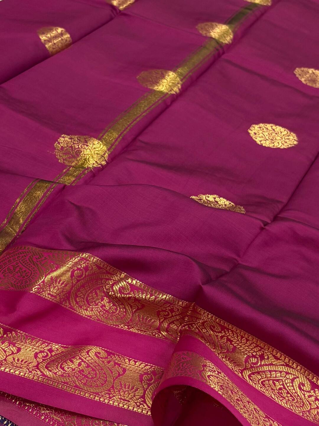 Navy Blue Cotton Silk Saree