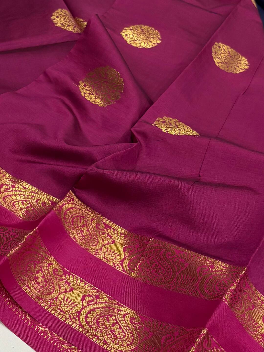 Navy Blue Cotton Silk Saree