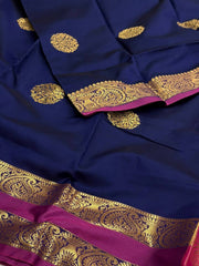 Navy Blue Cotton Silk Saree