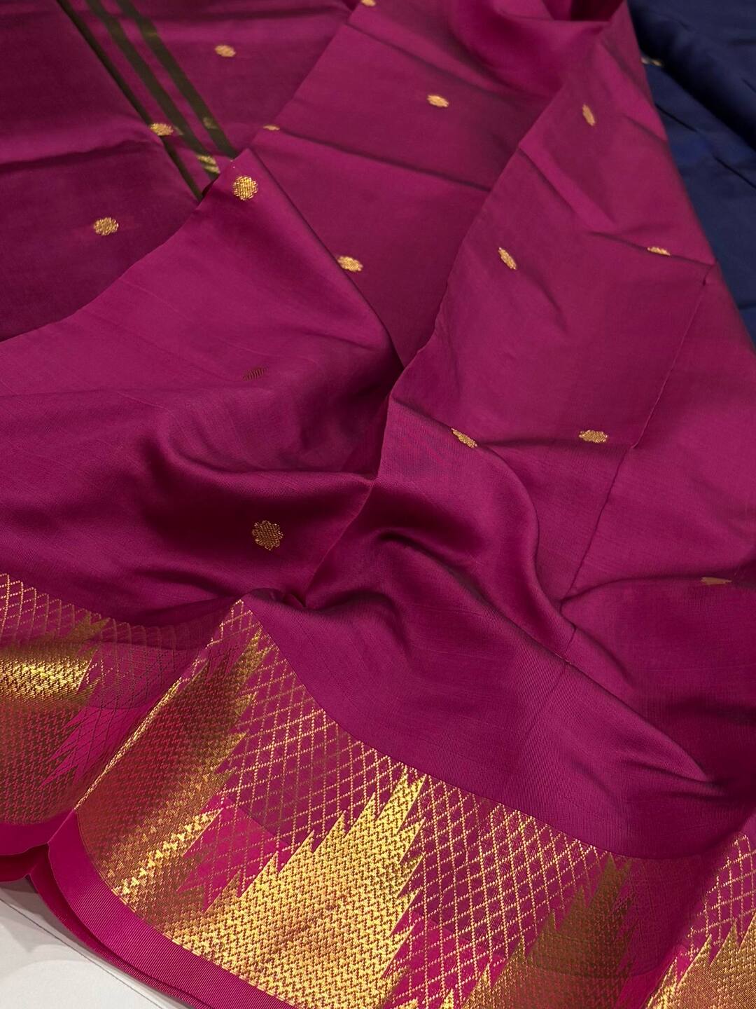 Navy Blue Cotton Silk Saree