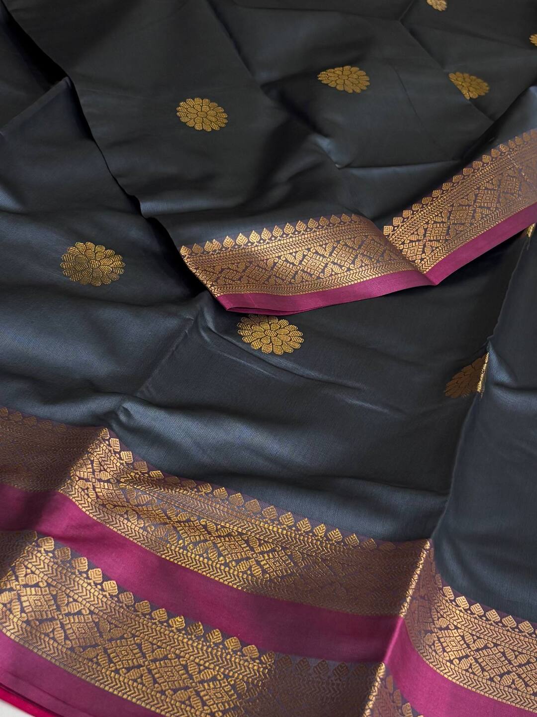 Grey Cotton Silk Saree