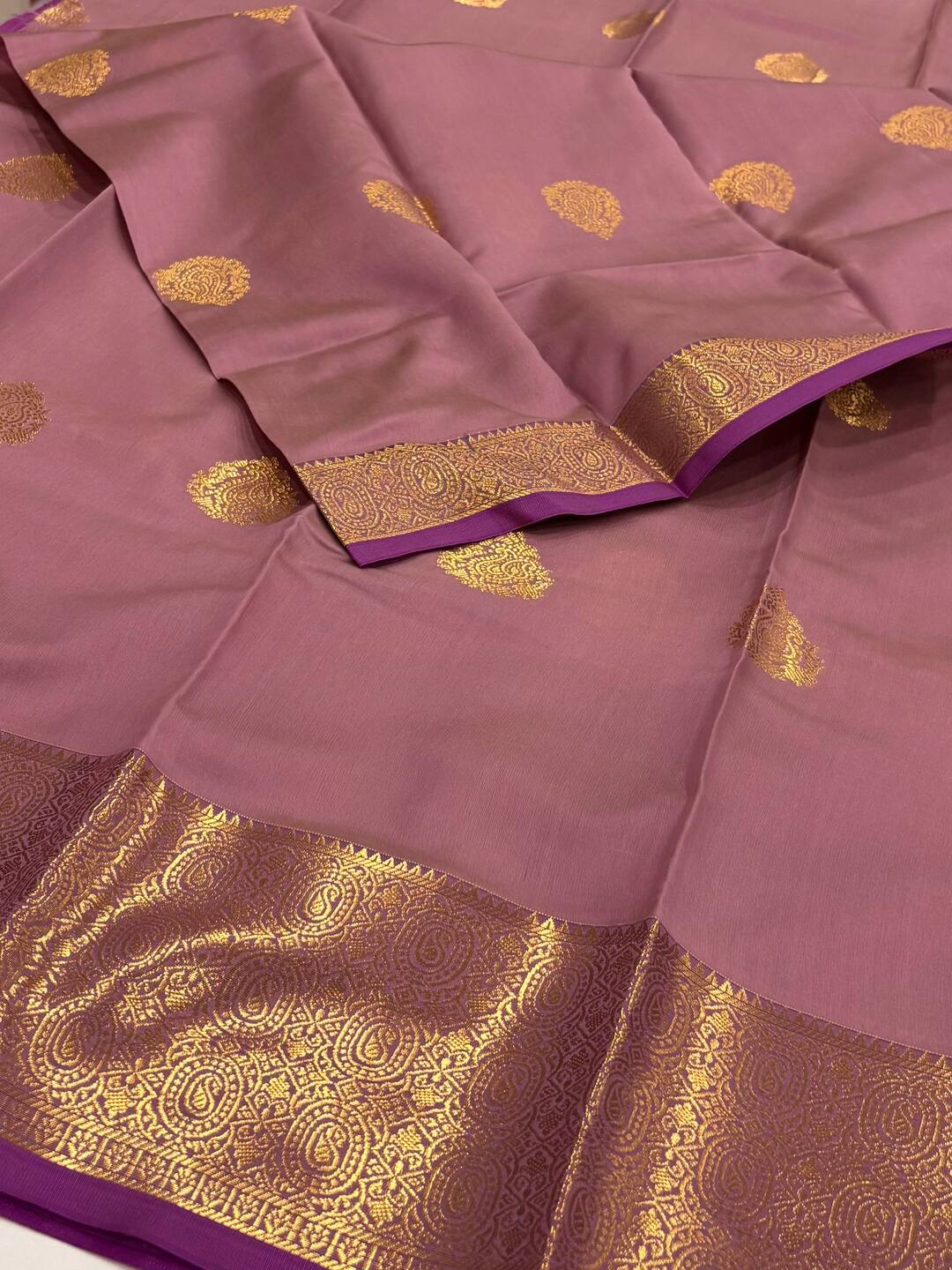 Dusty Purple Cotton Silk Saree