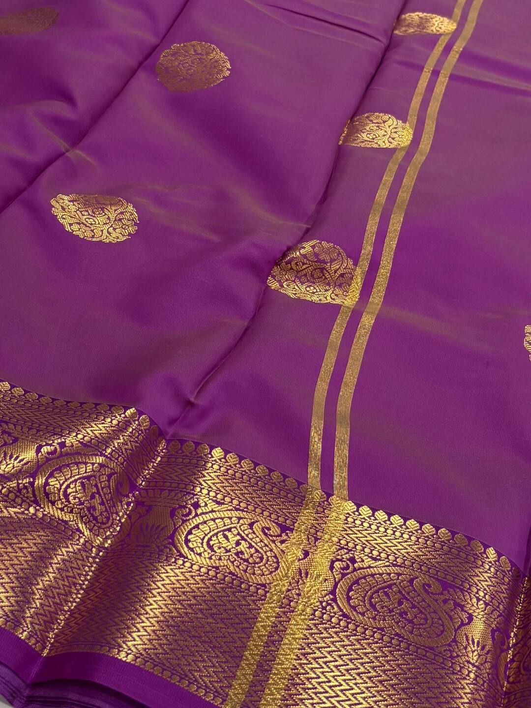 Lavender Purple Cotton Silk Saree