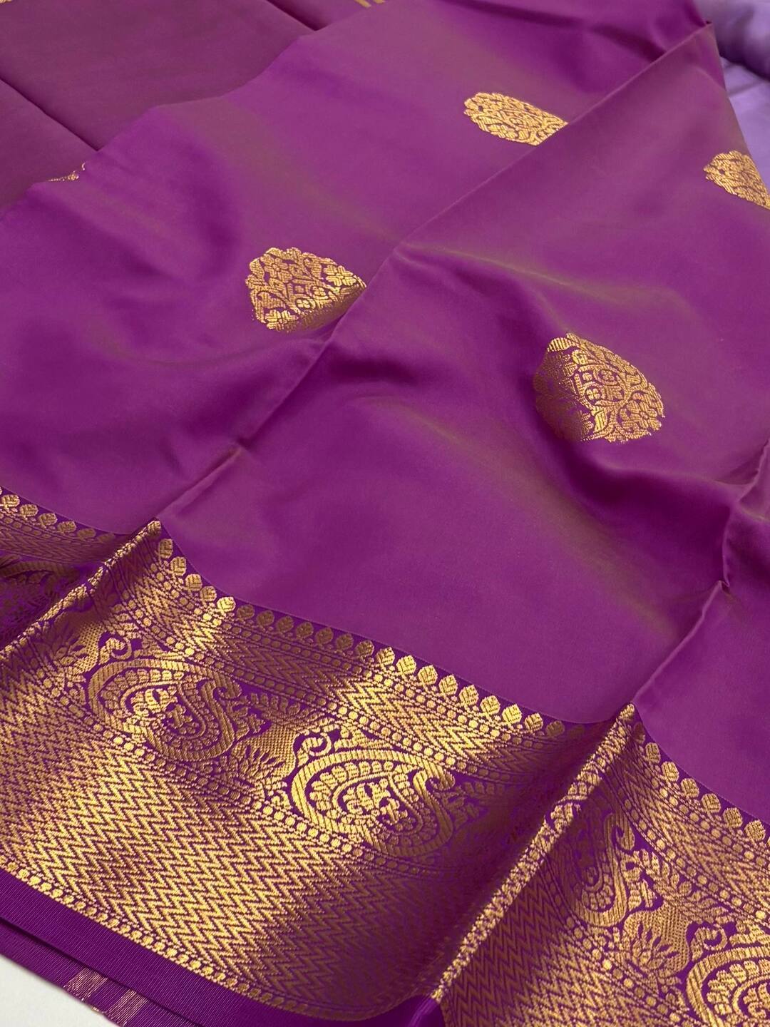 Lavender Purple Cotton Silk Saree