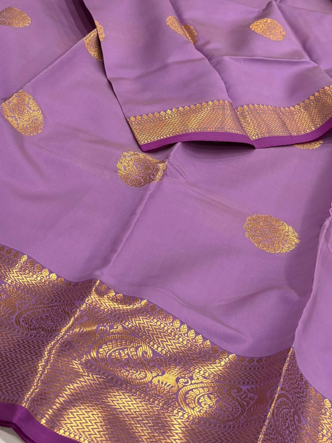 Lavender Purple Cotton Silk Saree