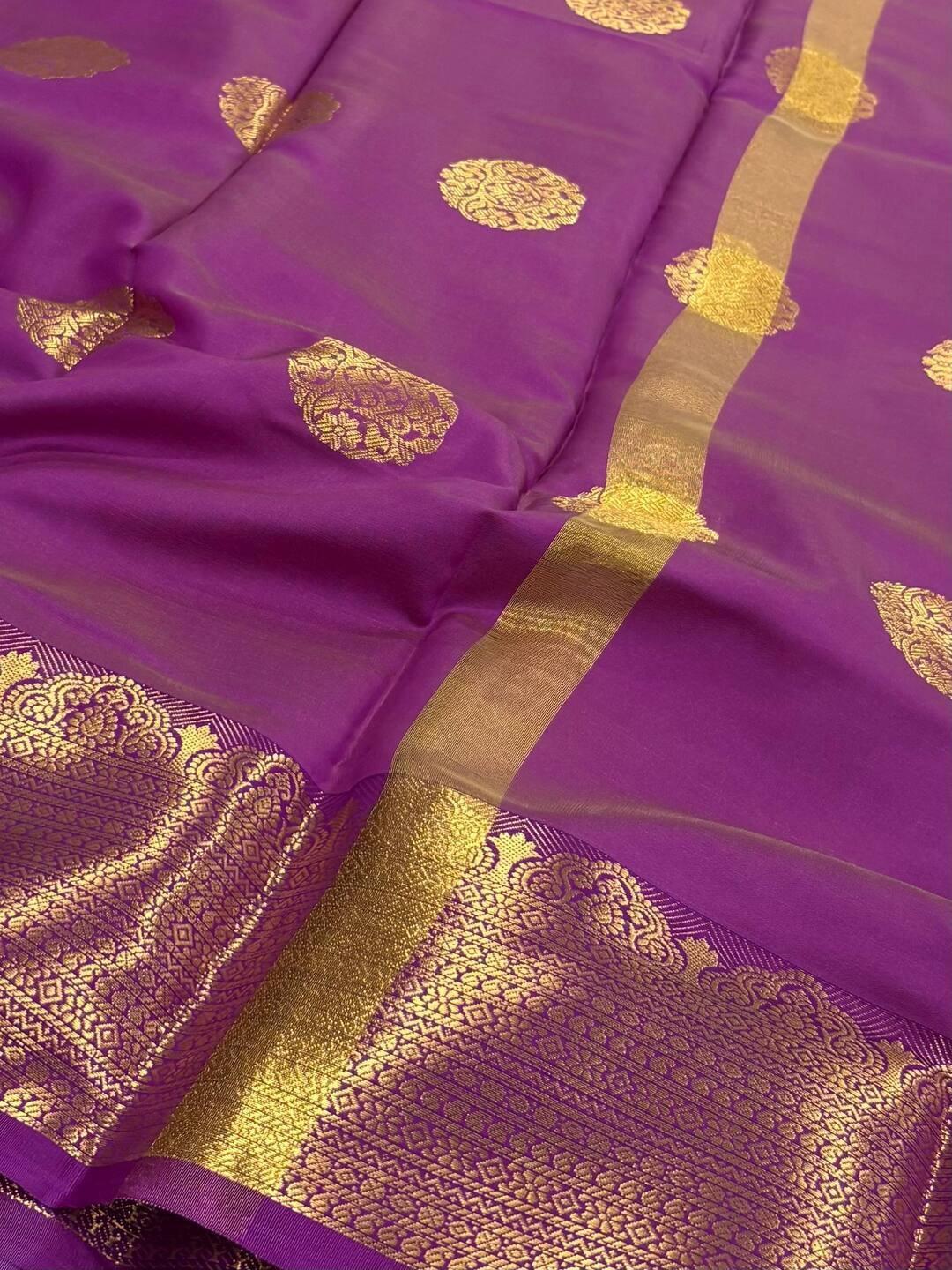 Lavender Purple Cotton Silk Saree
