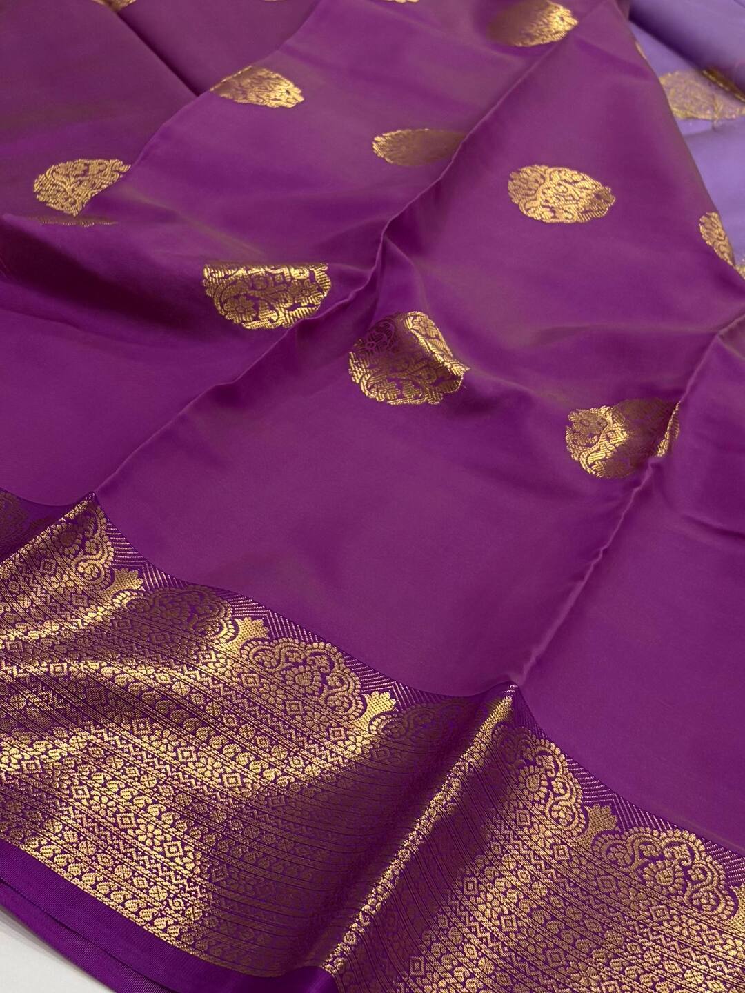 Lavender Purple Cotton Silk Saree