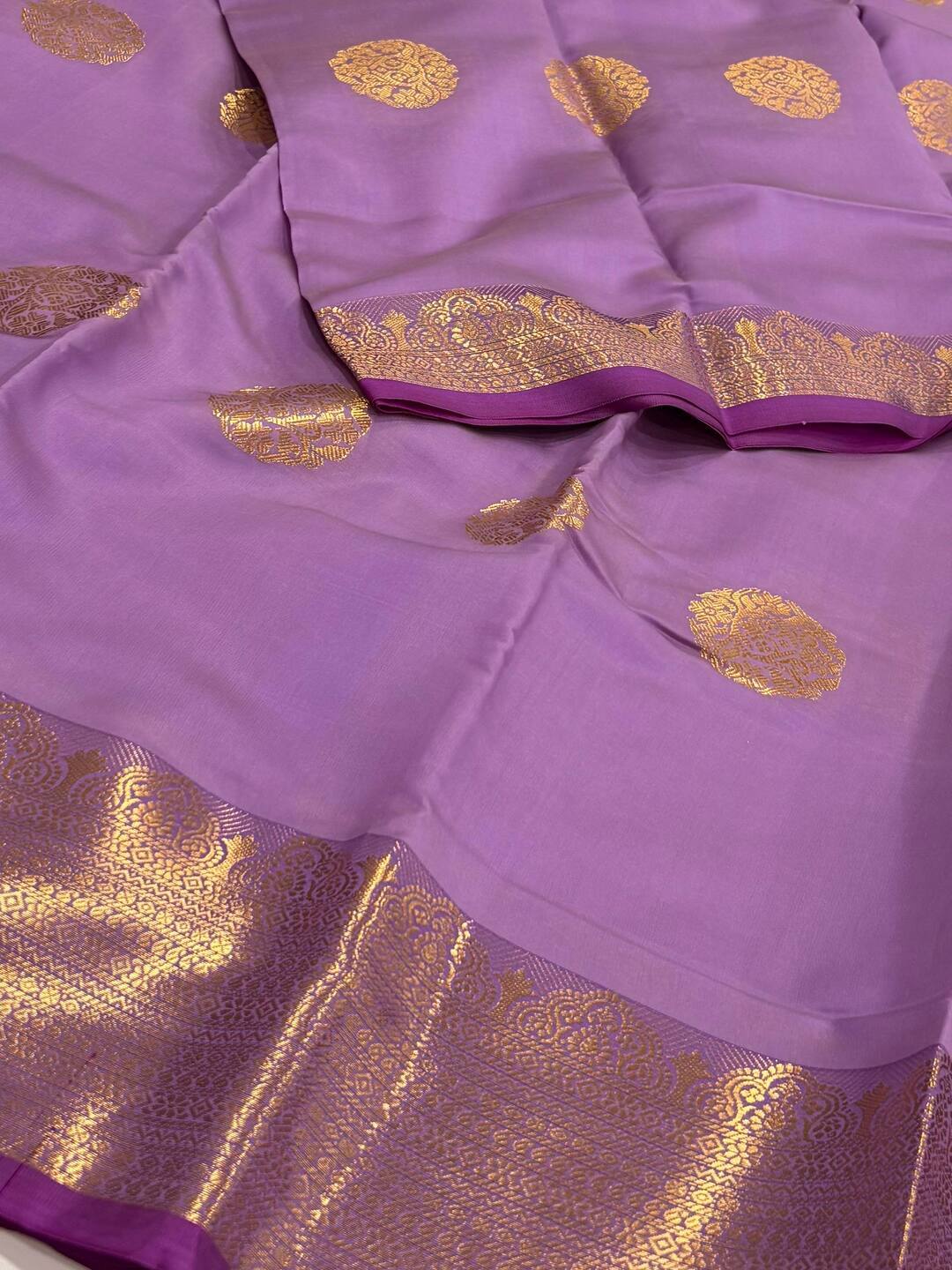 Lavender Purple Cotton Silk Saree