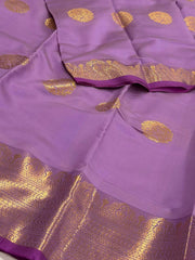 Lavender Purple Cotton Silk Saree