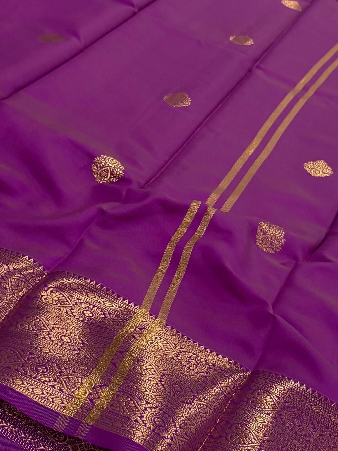 Lavender Purple Cotton Silk Saree