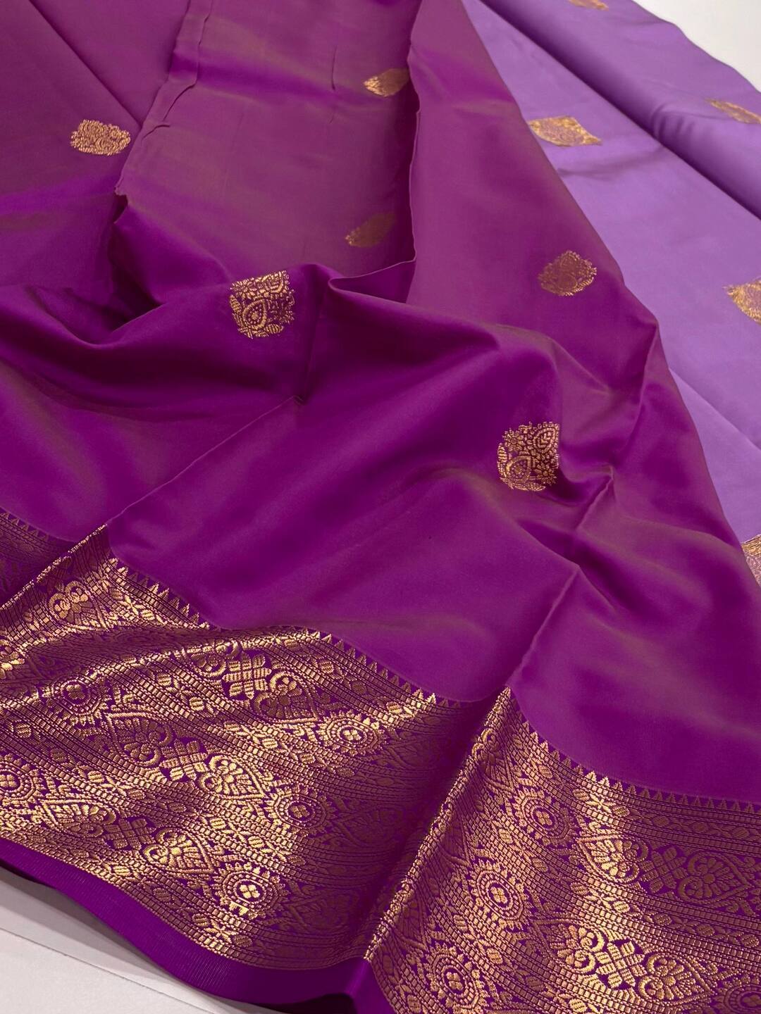 Lavender Purple Cotton Silk Saree