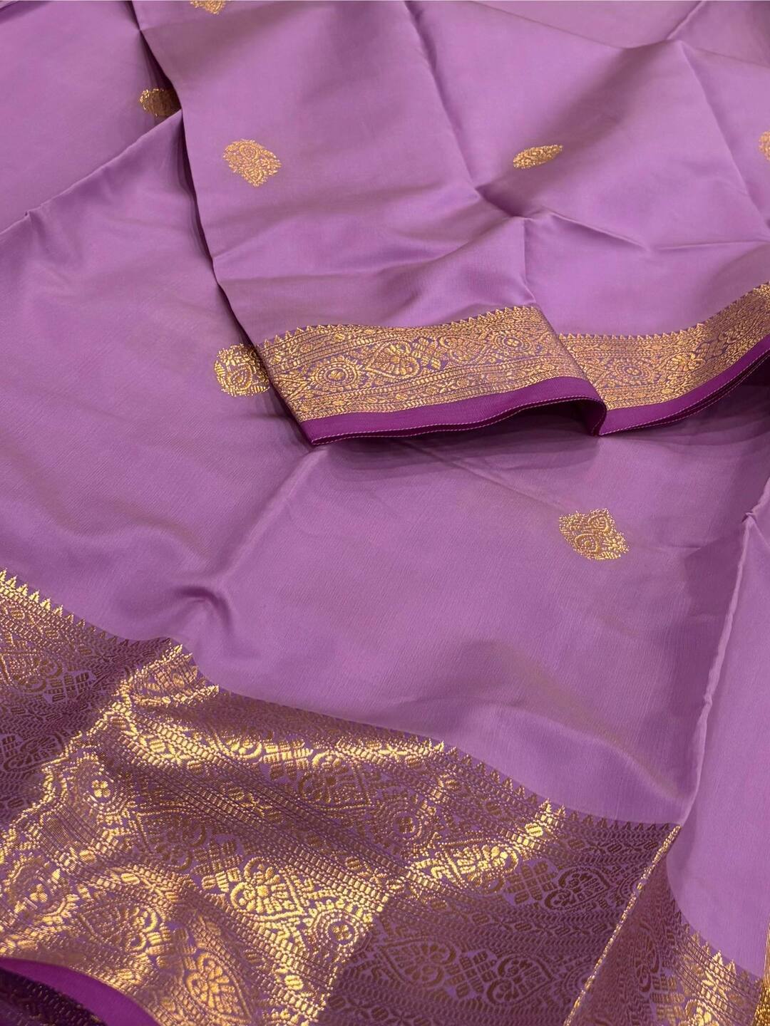 Lavender Purple Cotton Silk Saree