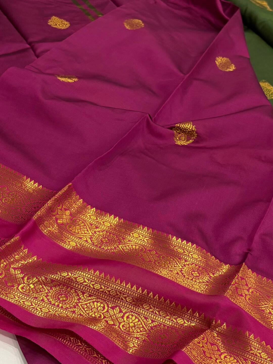 Forest Green Cotton Silk Saree
