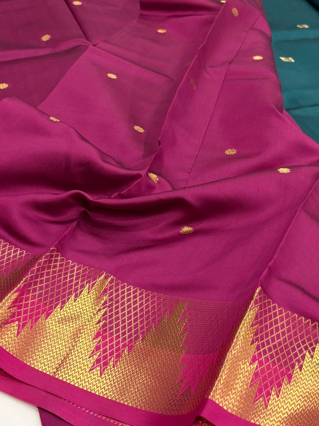 Teal Green Cotton Silk Saree