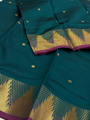 Teal Green Cotton Silk Saree