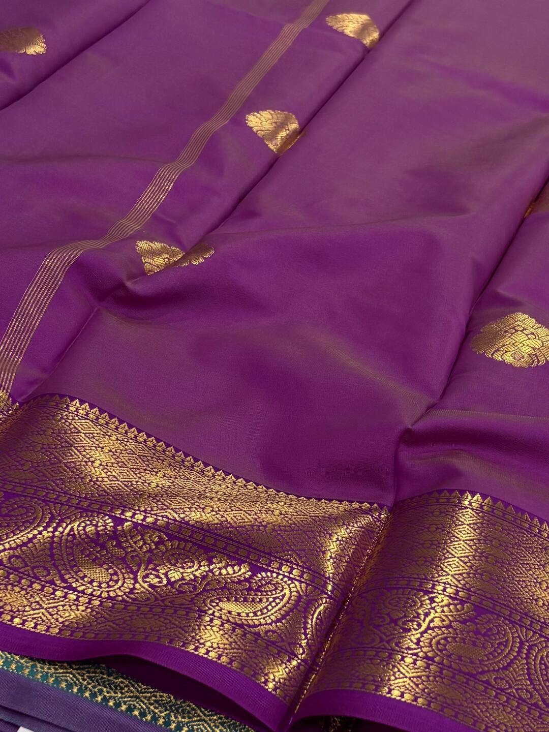 Turquoise Green Cotton Silk Saree