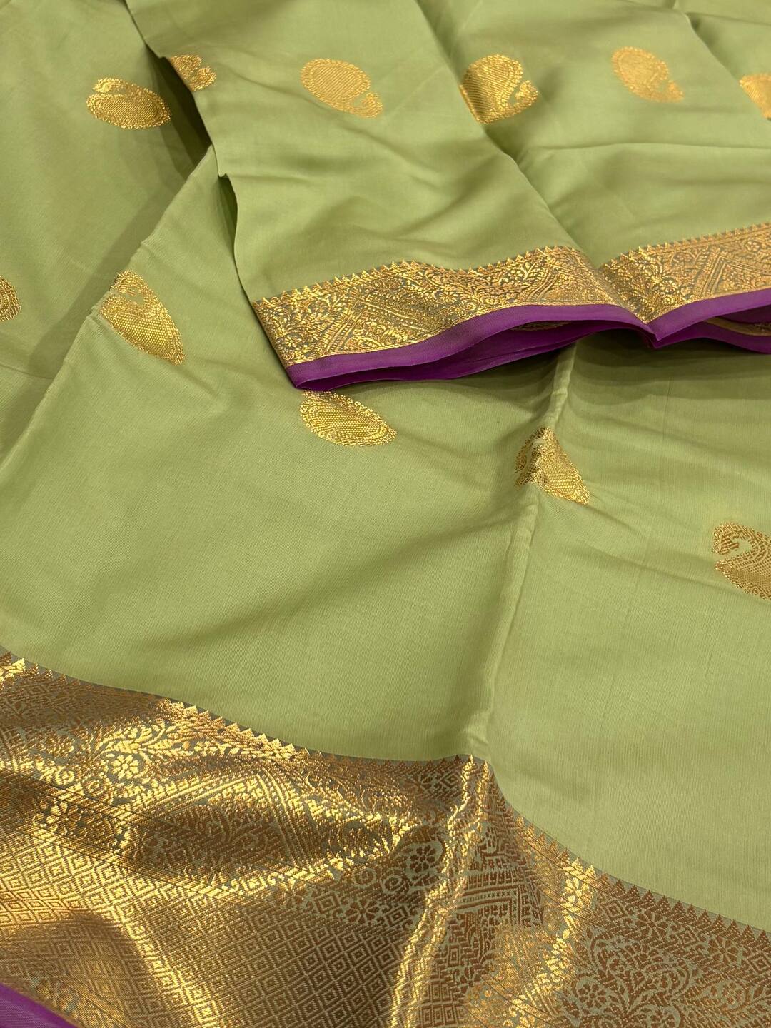 Mint Green Cotton Silk Saree