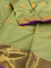 Mint Green Cotton Silk Saree