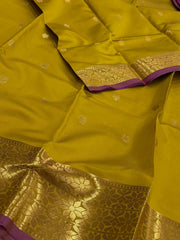 Olive Yellow Cotton Silk Saree