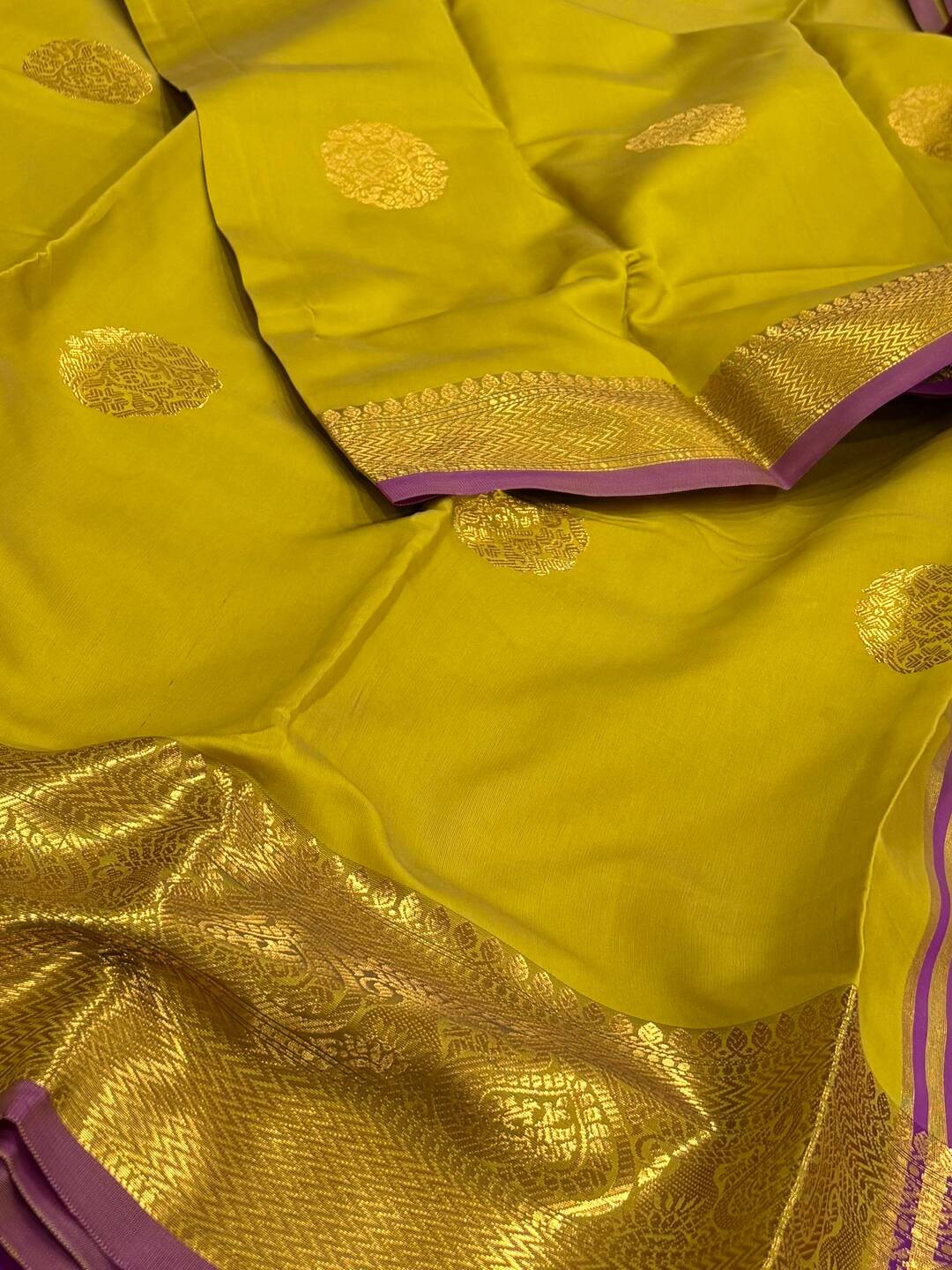 Olive Yellow Cotton Silk Saree