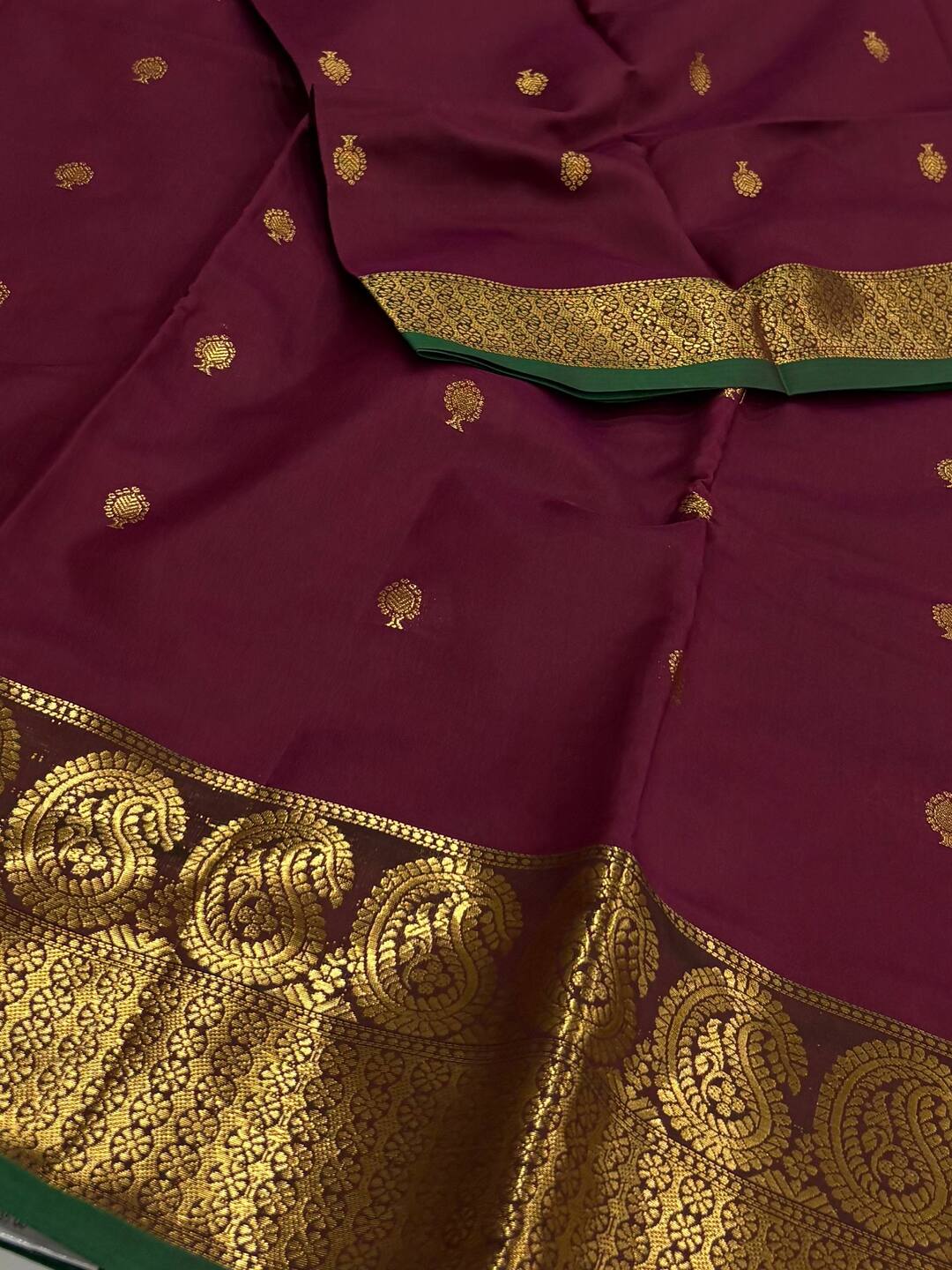 Burgundy Cotton Silk Saree