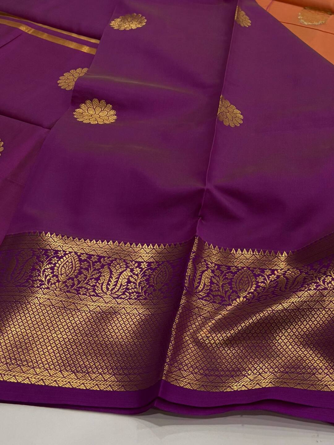 Salmon Orange Cotton Silk Saree