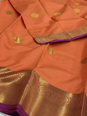 Salmon Orange Cotton Silk Saree