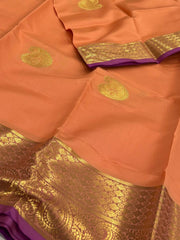 Salmon Orange Cotton Silk Saree