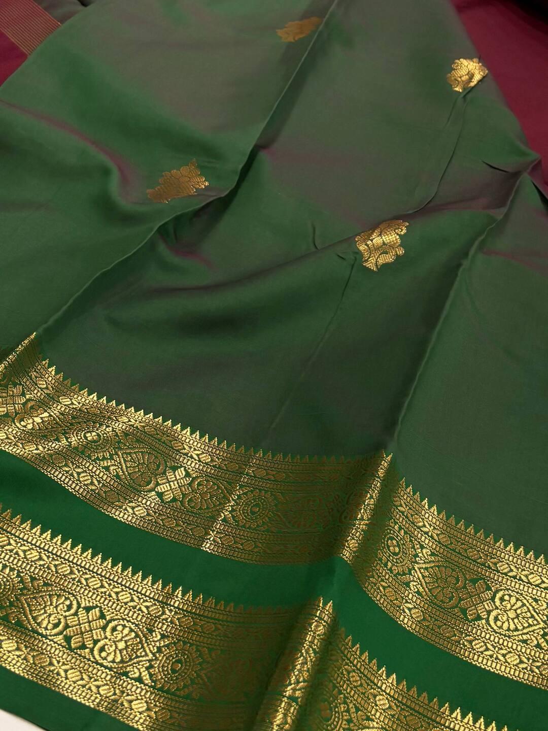 Burgundy Cotton Silk Saree