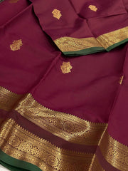 Burgundy Cotton Silk Saree