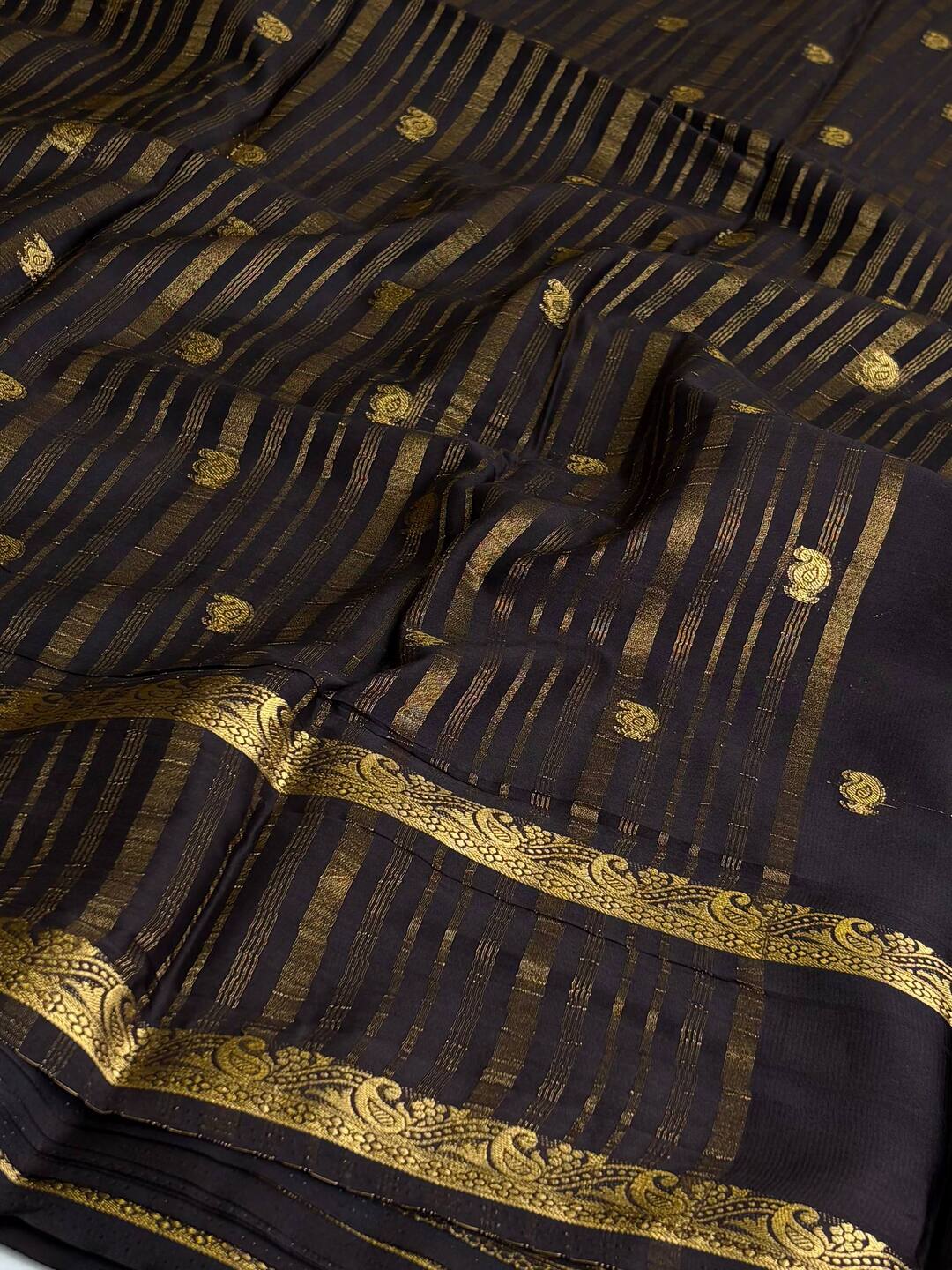 Dusty Blue Semi Mysore Chiffon Silk Saree