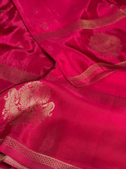 Hot Pink Banaras Satin Silk Saree