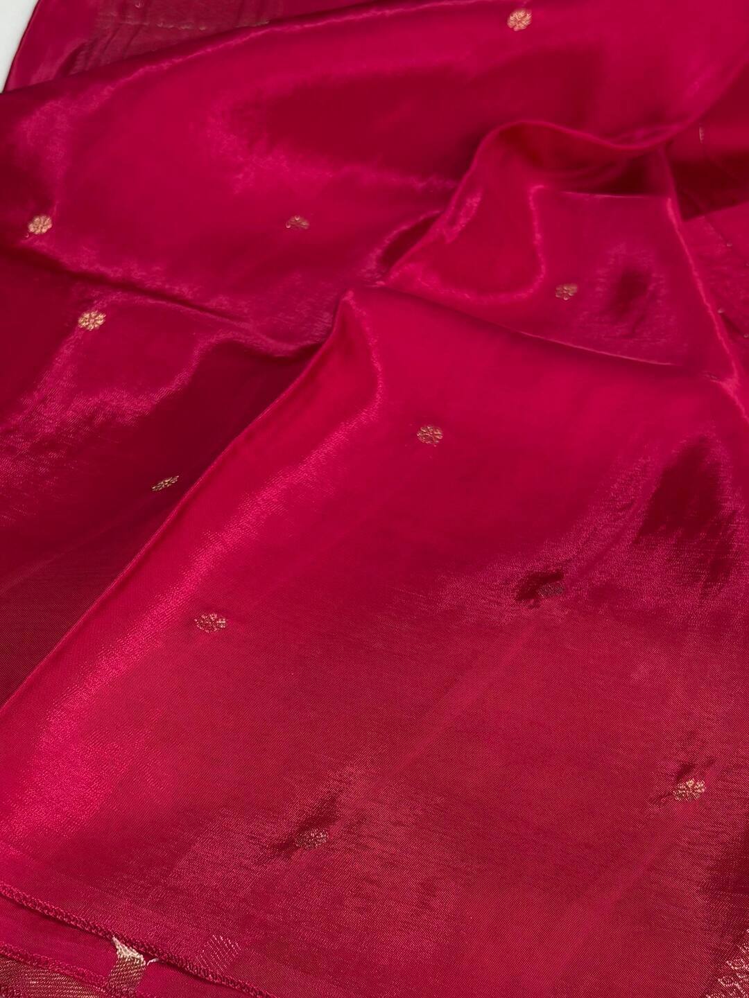 Hot Pink Banaras Satin Silk Saree