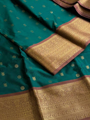 Peacock Green Cotton Silk Saree