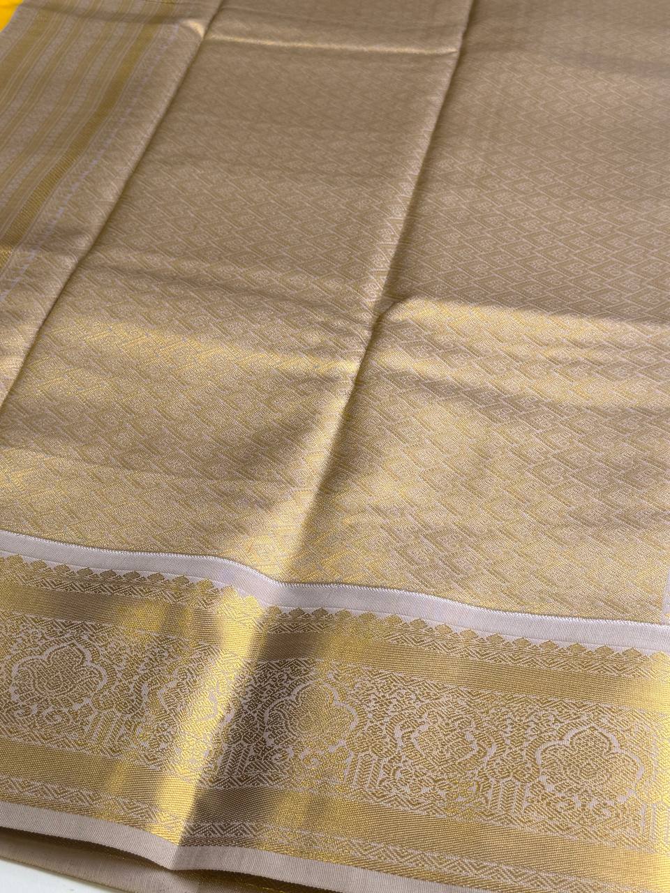 Yellow Cotton Silk Saree