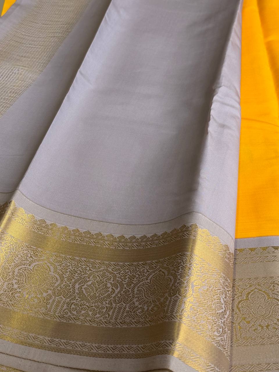 Yellow Cotton Silk Saree