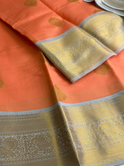 Salmon Orange Cotton Silk Saree