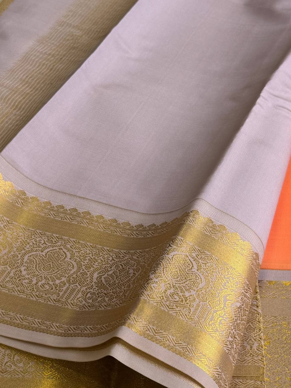 Orange Cotton Silk Saree