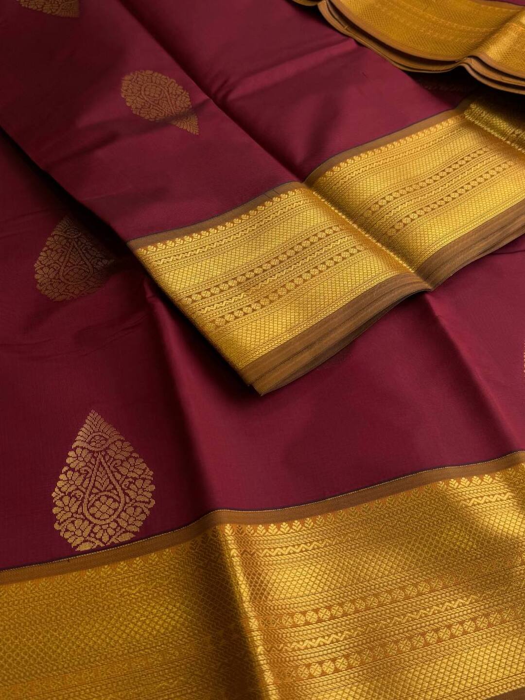 Cherry Red Cotton Silk Saree
