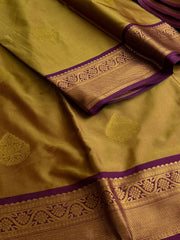 Dual Tone Green Cotton Silk Saree