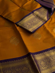 Mustard Orange Cotton Silk Saree