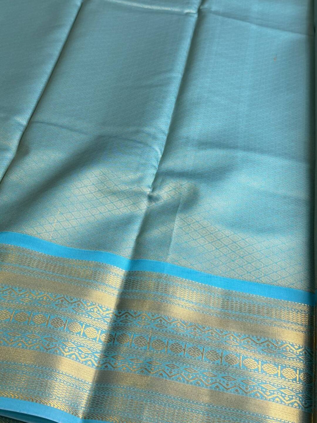 Mint Green Checked Cotton Silk Saree