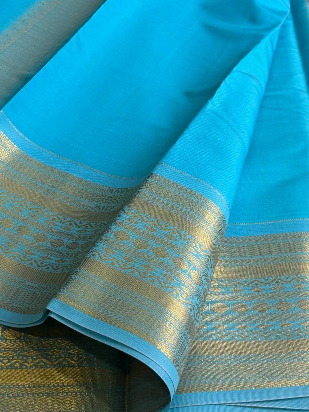 Mint Green Checked Cotton Silk Saree