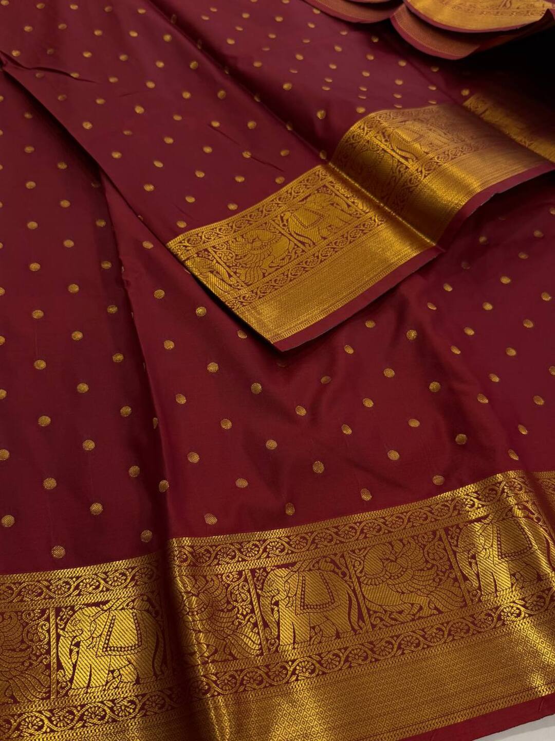 Cherry Red Cotton Silk Saree