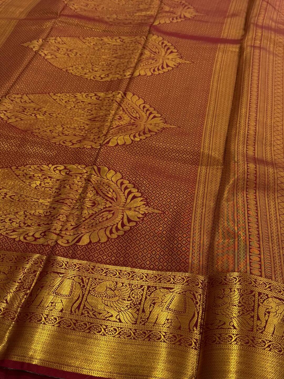 Cherry Red Cotton Silk Saree