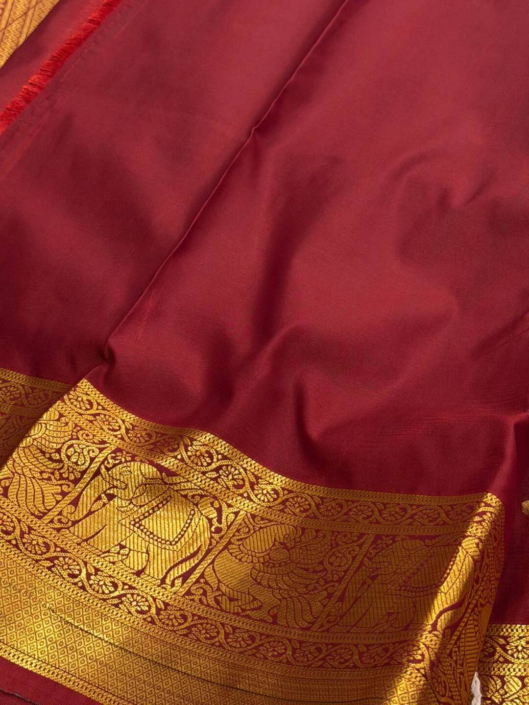 Cherry Red Cotton Silk Saree