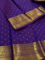 Bluish Purple Cotton Silk Saree