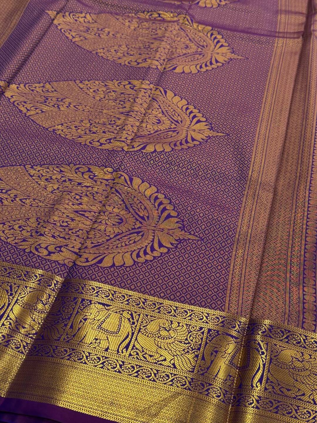 Bluish Purple Cotton Silk Saree