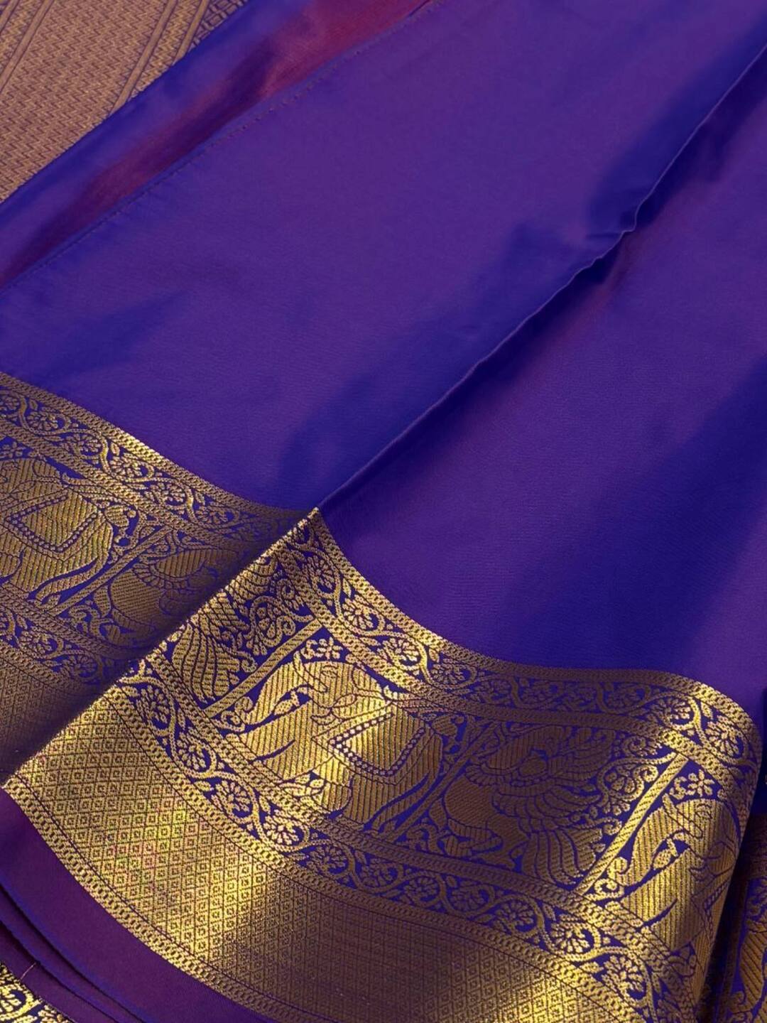 Bluish Purple Cotton Silk Saree