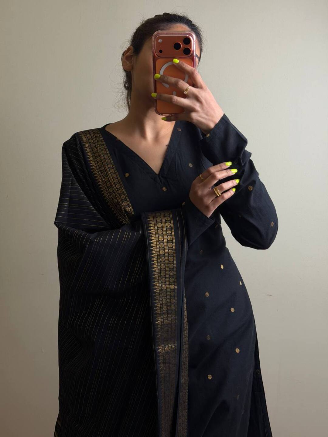 Black 3pc Cotton Kurti Suit